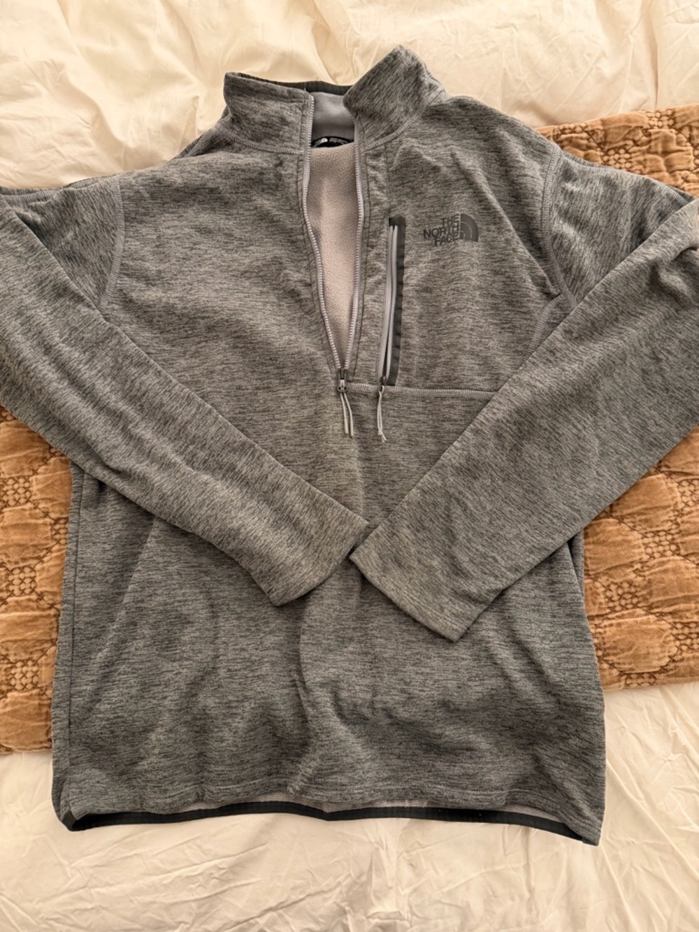 The North Face Men’s Heather Gray Zip-Front Fleece Pullover